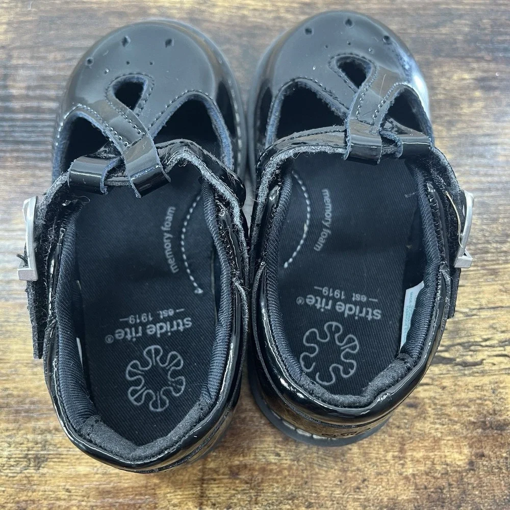 Stride Rite Girls Susie Mary Jane Loafers Black Patent Size 6.5W